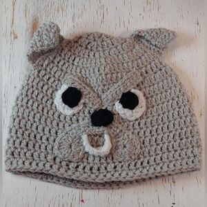 Bulldog Adult Beanie Handmade Crochet Stocking Hat Animal Winter Warm Cozy